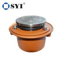 Round adjustable leveling strainer with cast iron body